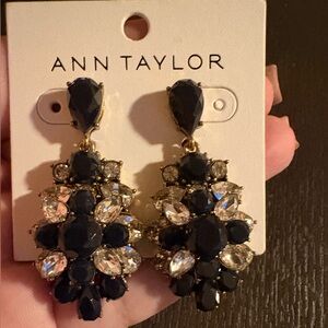 Ann Taylor Elegant Black and Gold Earrings